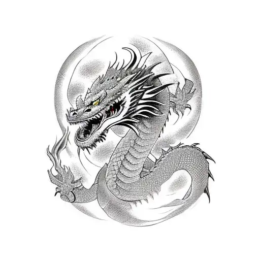 Dragon Facing Front Fierce And Firebreathinh