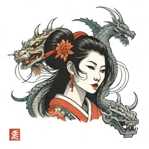 Torii Dragon Geisha