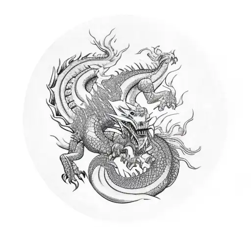 A Fierce Dragon Battling A Monstrous Ogre In A Gang-themed Setting