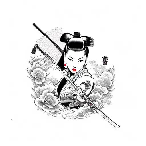Pinup Samurai With Katana
