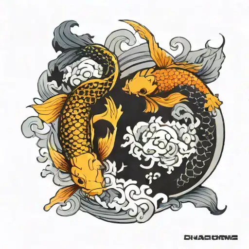Koi Dragon Yin Yang Symbol