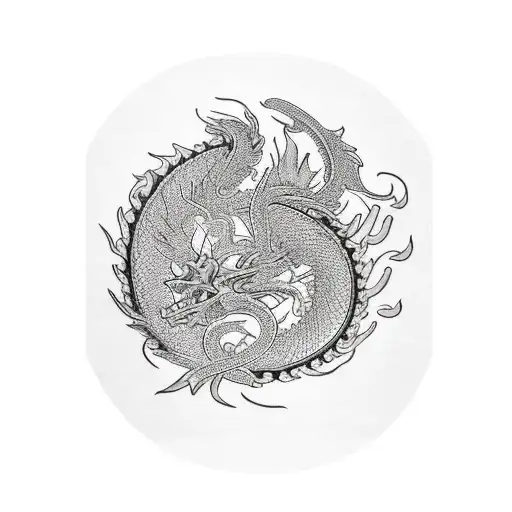 White Dragon And Flower Garden