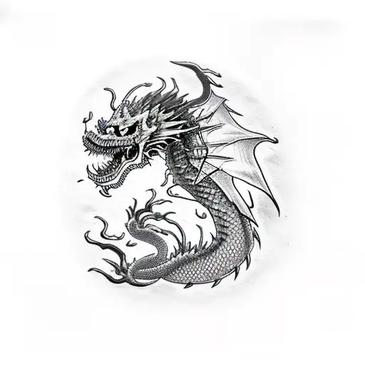 A Skeletal Dragon Breathing Fire