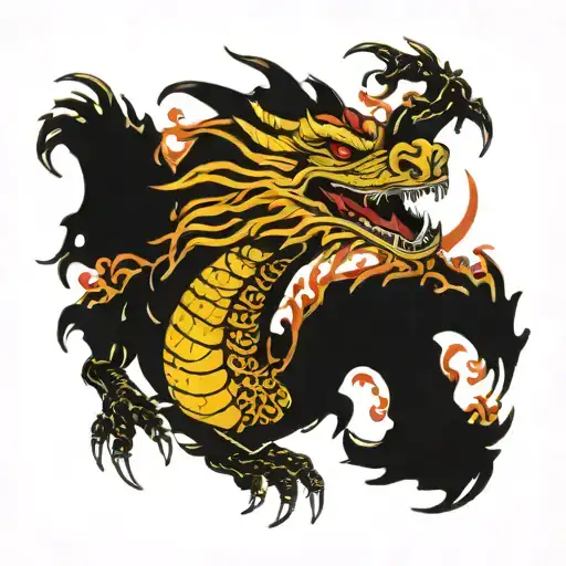 Half Chest Dragon Tattoo Design