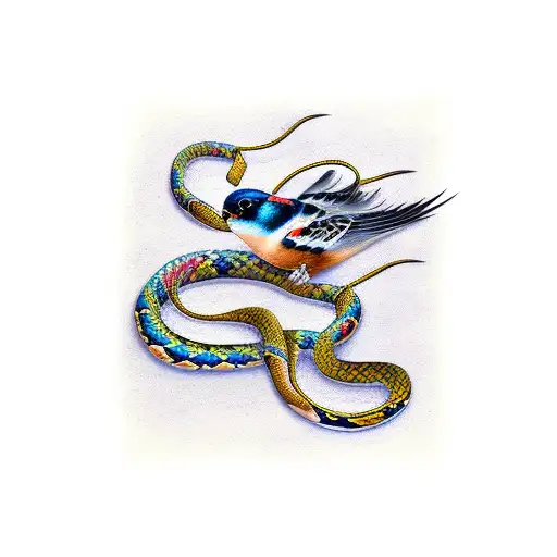 Swallow Bird And Snake