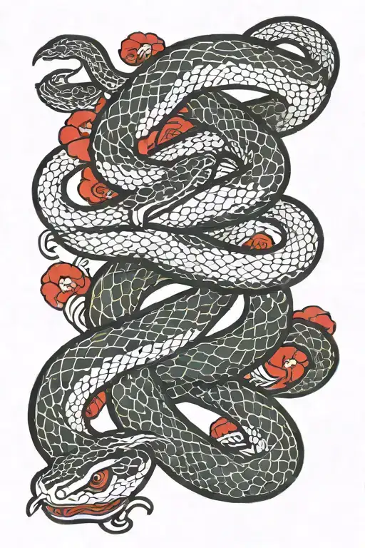 Snake And Korean Flag Intertwined