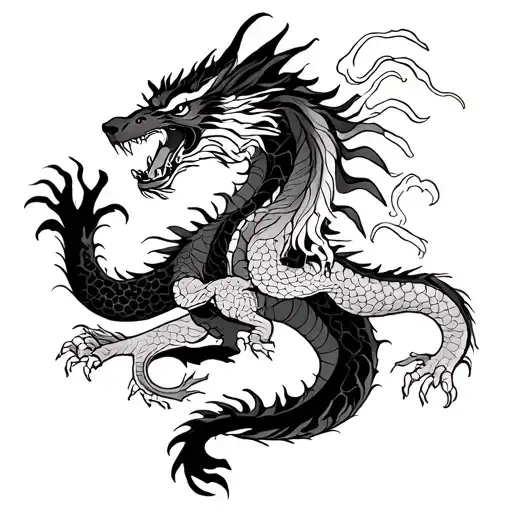 Dragon And Wolf Fighting Dragon
