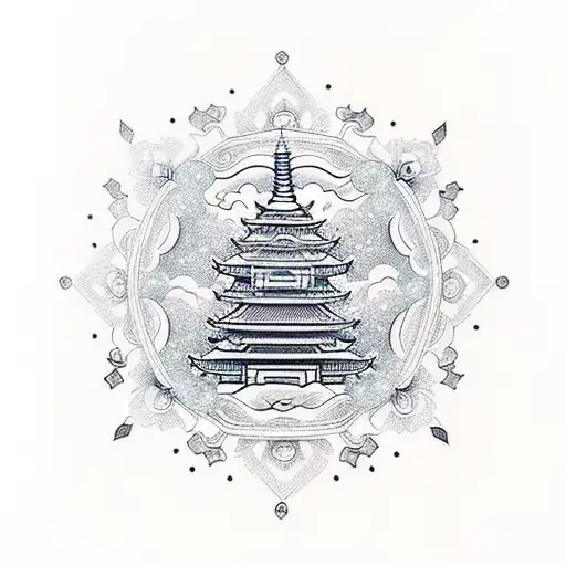 Diamond With Buda And Pagoda