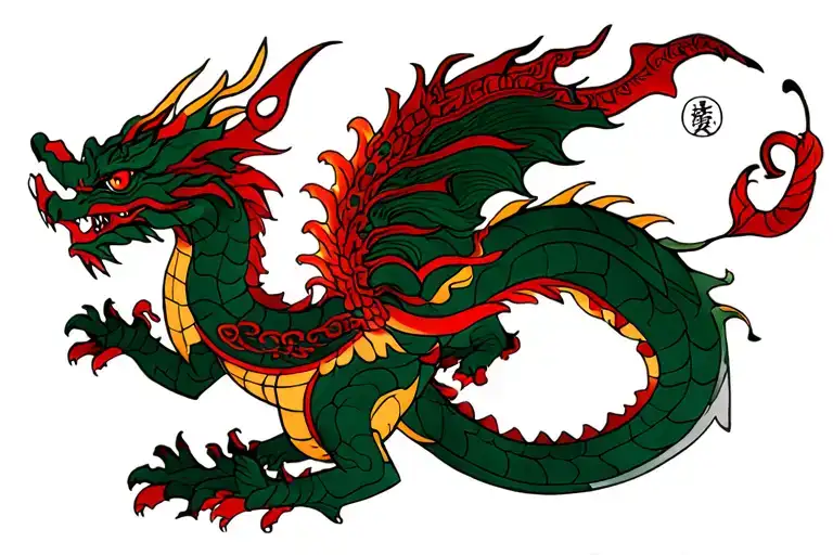 Welsh Dragon Oriental Style Collarbone