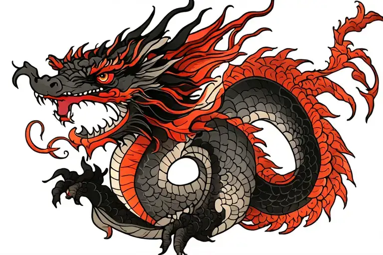 Welsh Dragon Oriental Style Collarbone Tattoo Black And Grey