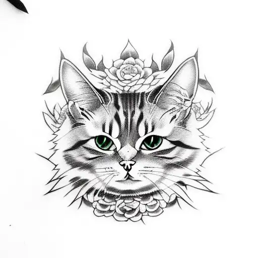 A Goth-style Cat With Manga Elements