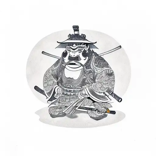 Samurai Toad Smoking With Smoking Pipe In His Mouth