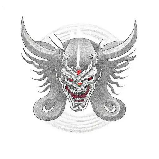 Demon Standing Infront Of A 17 Sticking Out Of The Ground