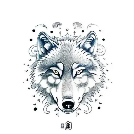 Wolf Whit Moon And Use Yin Yang Concept
