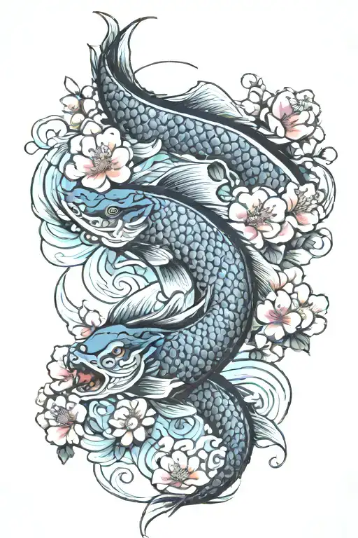 Carp And Dragon Japanese Cherry Blossom