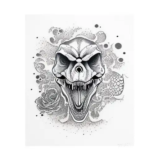 T-rex Skull Psychedelic Style