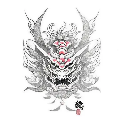 Dragon Cherry Blossom Oni Mask