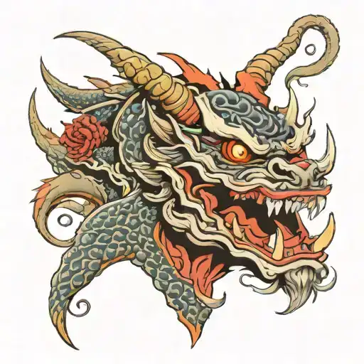 Oni Mask Eating Dragon