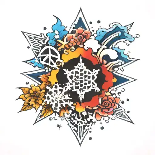 Snow Flake And Rainbow