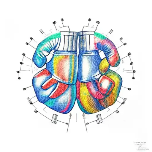 An Abstract Representation Of Boxing Gloves Intertwined With Circuitry