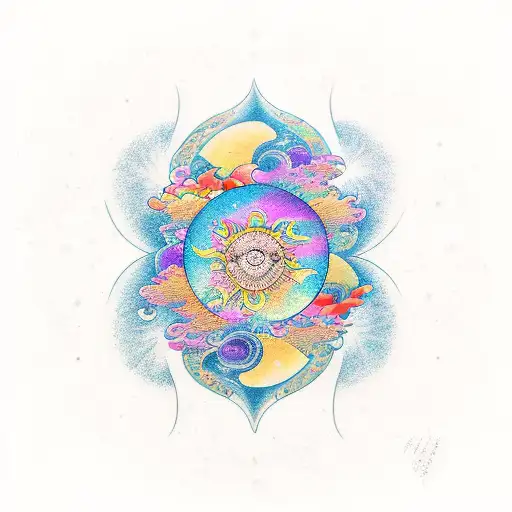 Celestial Sunshine With Abstract Wave