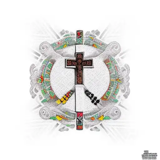 Cross With Tribal Patten Background And Ross