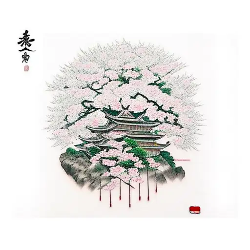 Japanese House Cherry Blossom Tree