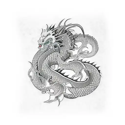 Japanese Dragon Around Upper Arm
