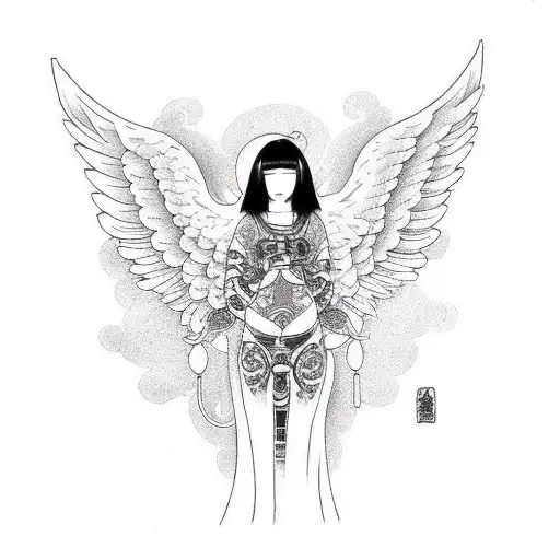 Angel With Tattooed Body