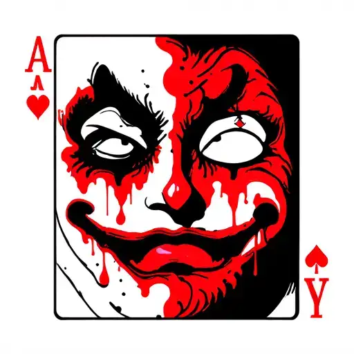 Red Joker Card Blood Driping Tear Effect Card Symbols Two Faces Happy And Sad With Drugs