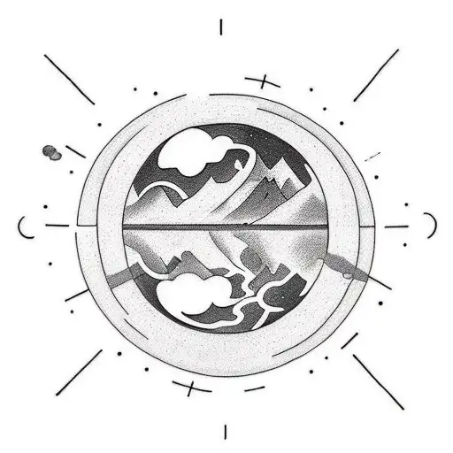 A Minimalist Tattoo Of A Planet With A Hiking Trail Circling Around It