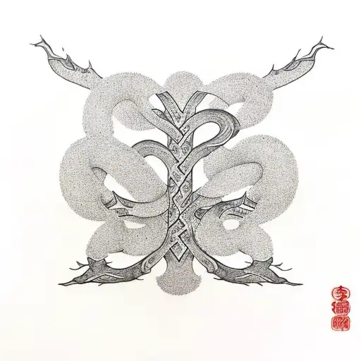 A Minimalist Design Of Intertwined Initials 'F' And 'D' Forming A Tree