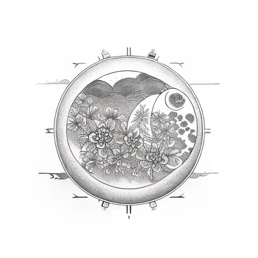 A Suitcase Adorned With Red Spider Lilies And Moon Phases