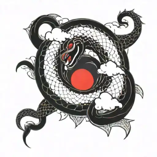 Ouroboros Snake With Clouds