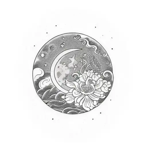 Lycoris Radiata With Moon