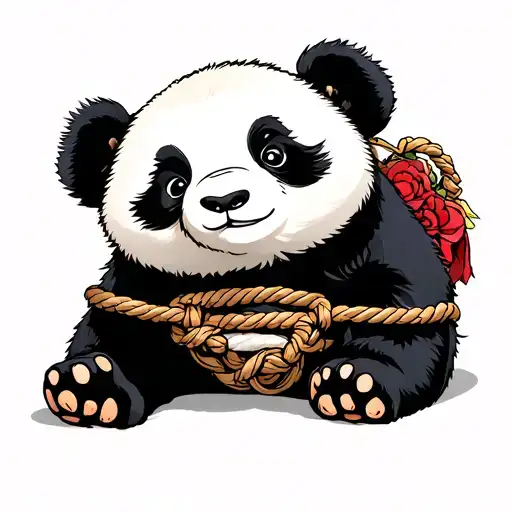 Toy Panda Wearing Rope Harness