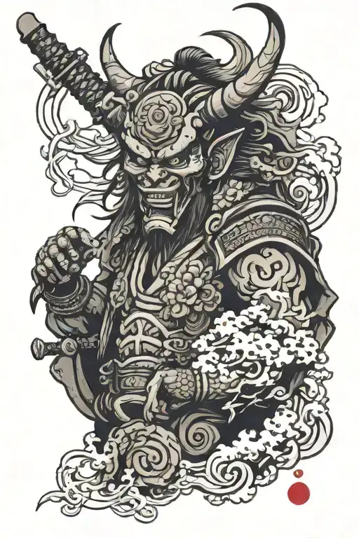 Oni Samurai Cyberpunk Style