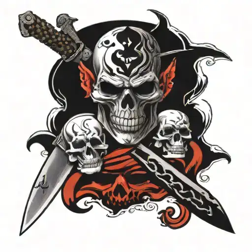 Knife And Skull And Demon