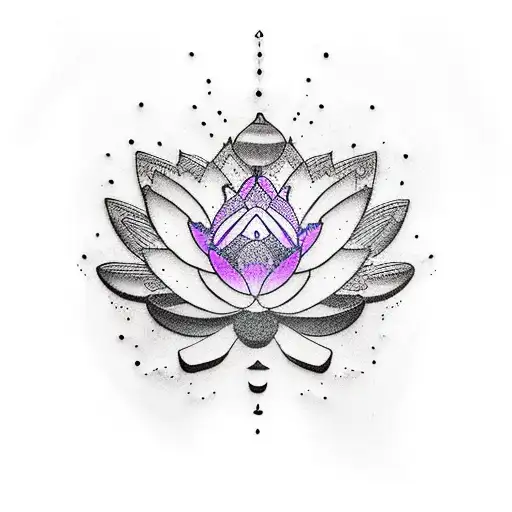 A Realistic Lotus Blossom Surrounded By Butterflies