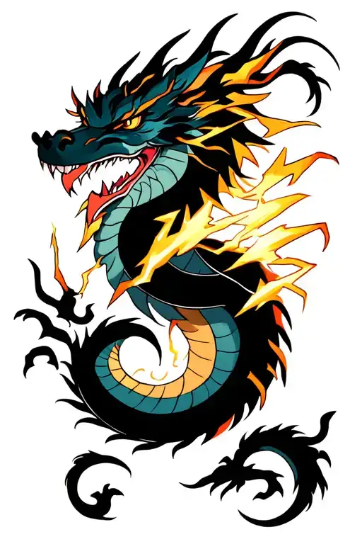 Dragon Wrapped With Lightning Bolts