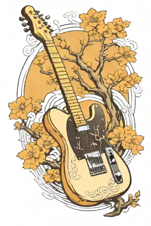 Telecaster Guitar And Tree And Vacuum Tube