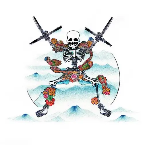 Skeleton Sitting On Top Of Airplane