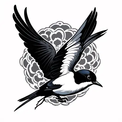 Traditional Black And White Swallow