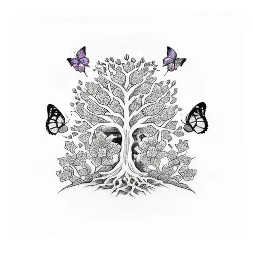 Tree Of Life With A Butterfly