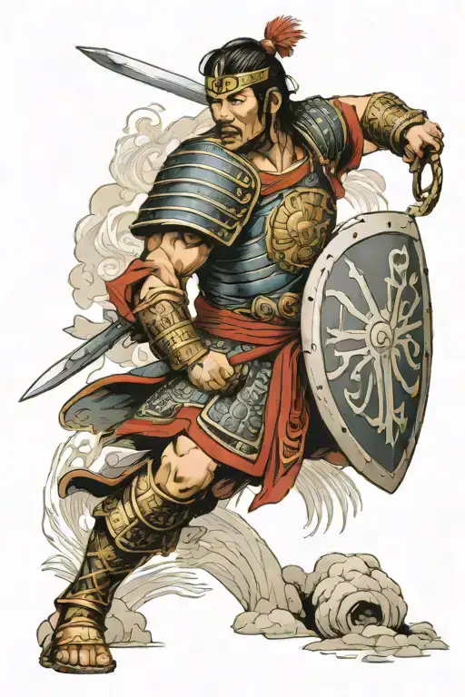Roman Legionnaire Holding A Shield