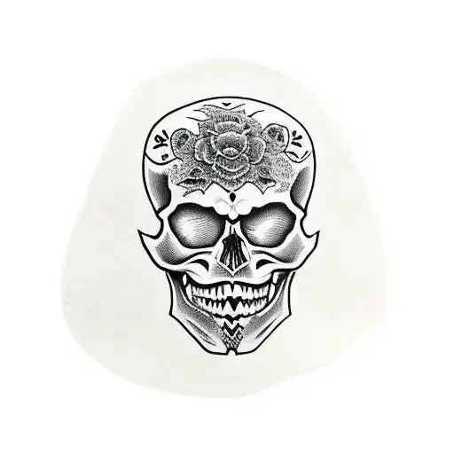 Skull With Oni Mask