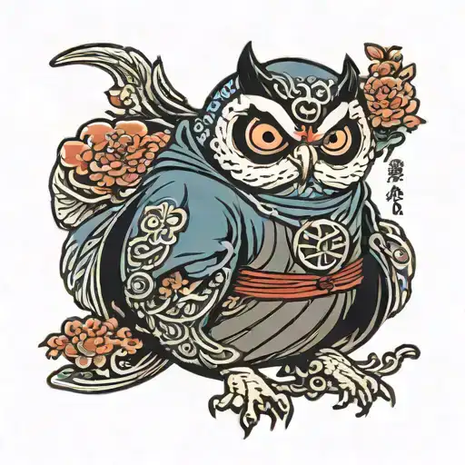 Daruma Owl Dressed As Ninja