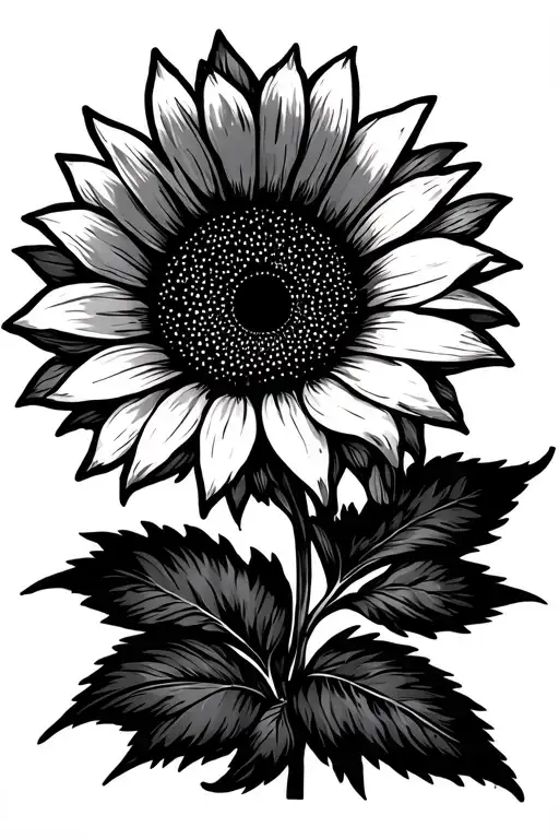 Fine Line Tattoo With A Sunflower Blooming