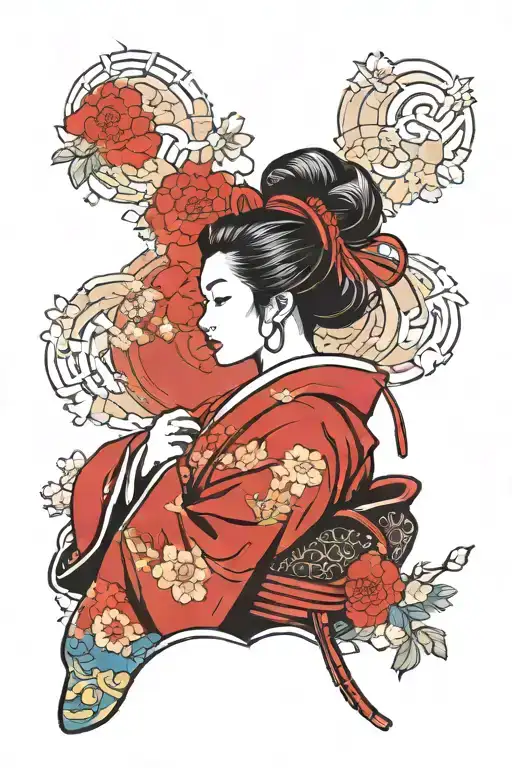 Geisha Samurai Girl Side Profile