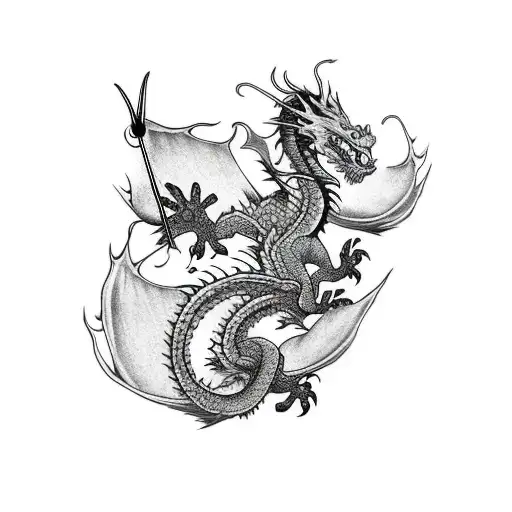 Dragon With Blood And Red Spider Lily Full Arm